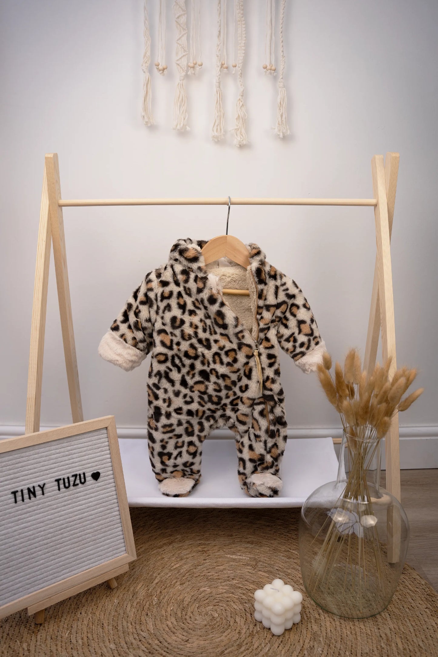 BABY ANIMAL PRINT HOODED SNOWSUIT WITH ZIP CLOSURE
