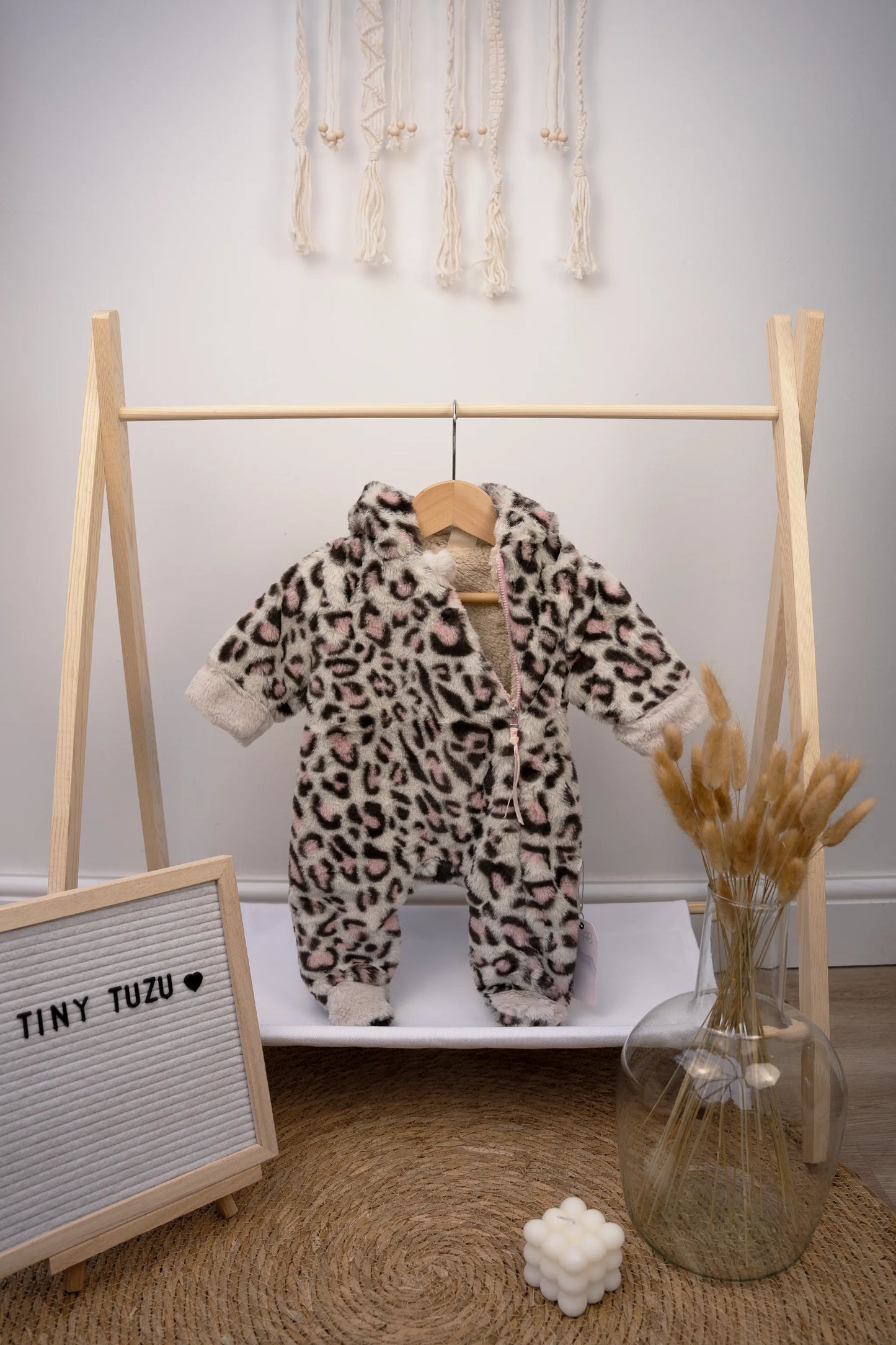 BABY ANIMAL PRINT HOODED SNOWSUIT WITH ZIP CLOSURE