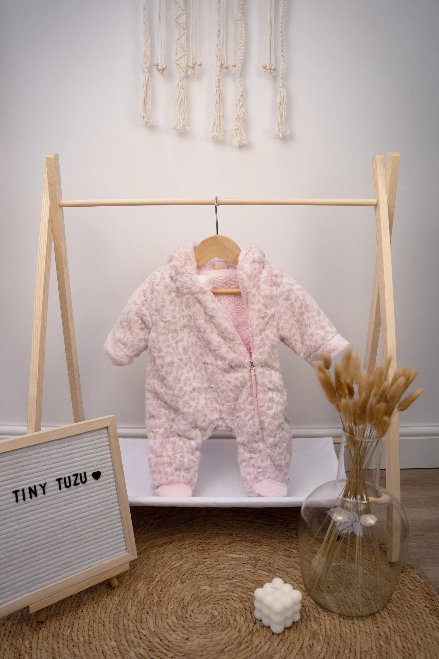BABY ANIMAL PRINT HOODED SNOWSUIT WITH ZIP CLOSURE