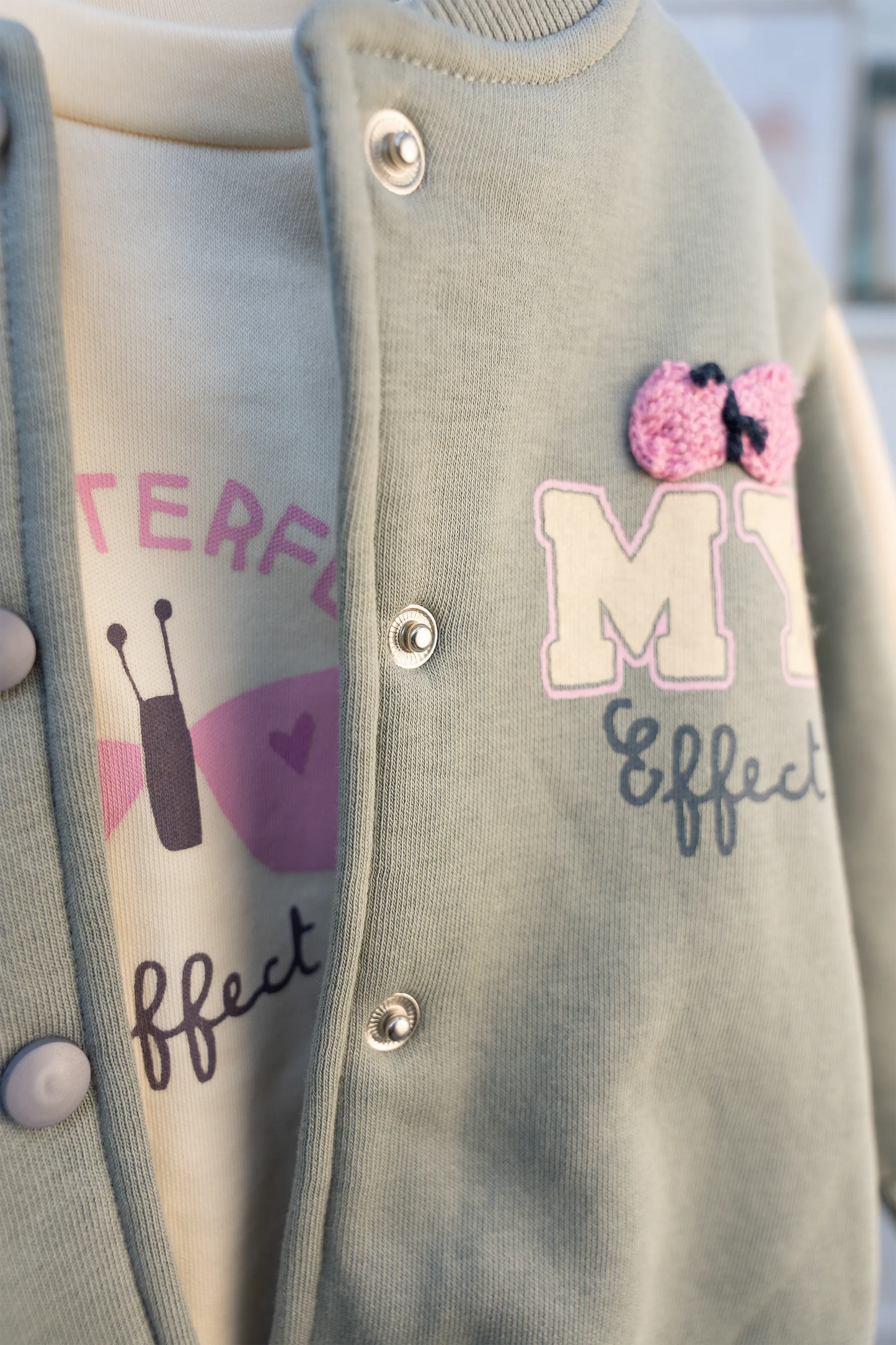 MY BUTTERFLY EFFECT BABY OUTFIT SET KHAKI, PURPLE & SALMON (6-24M)