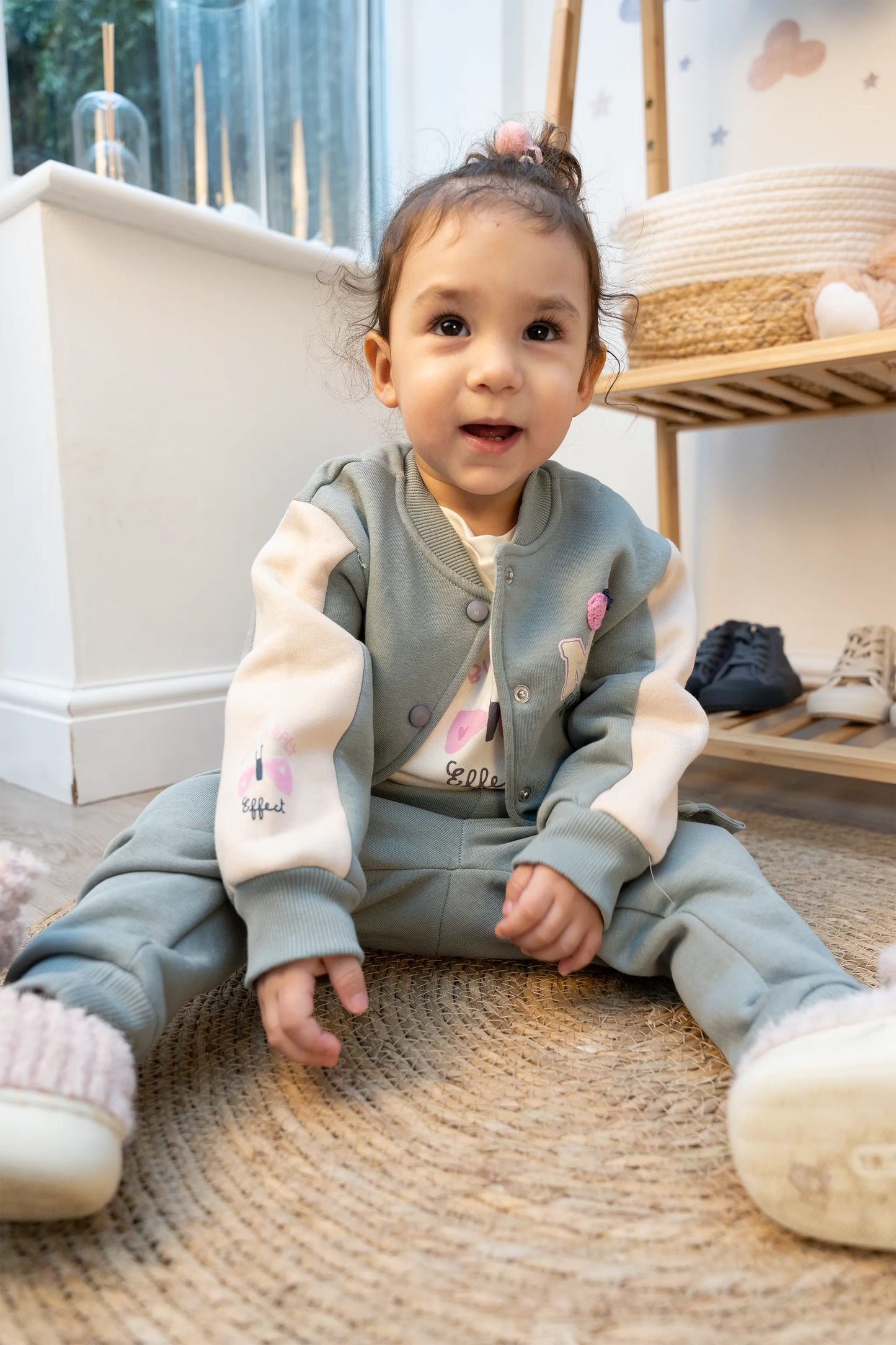 MY BUTTERFLY EFFECT BABY OUTFIT SET KHAKI, PURPLE & SALMON (6-24M)
