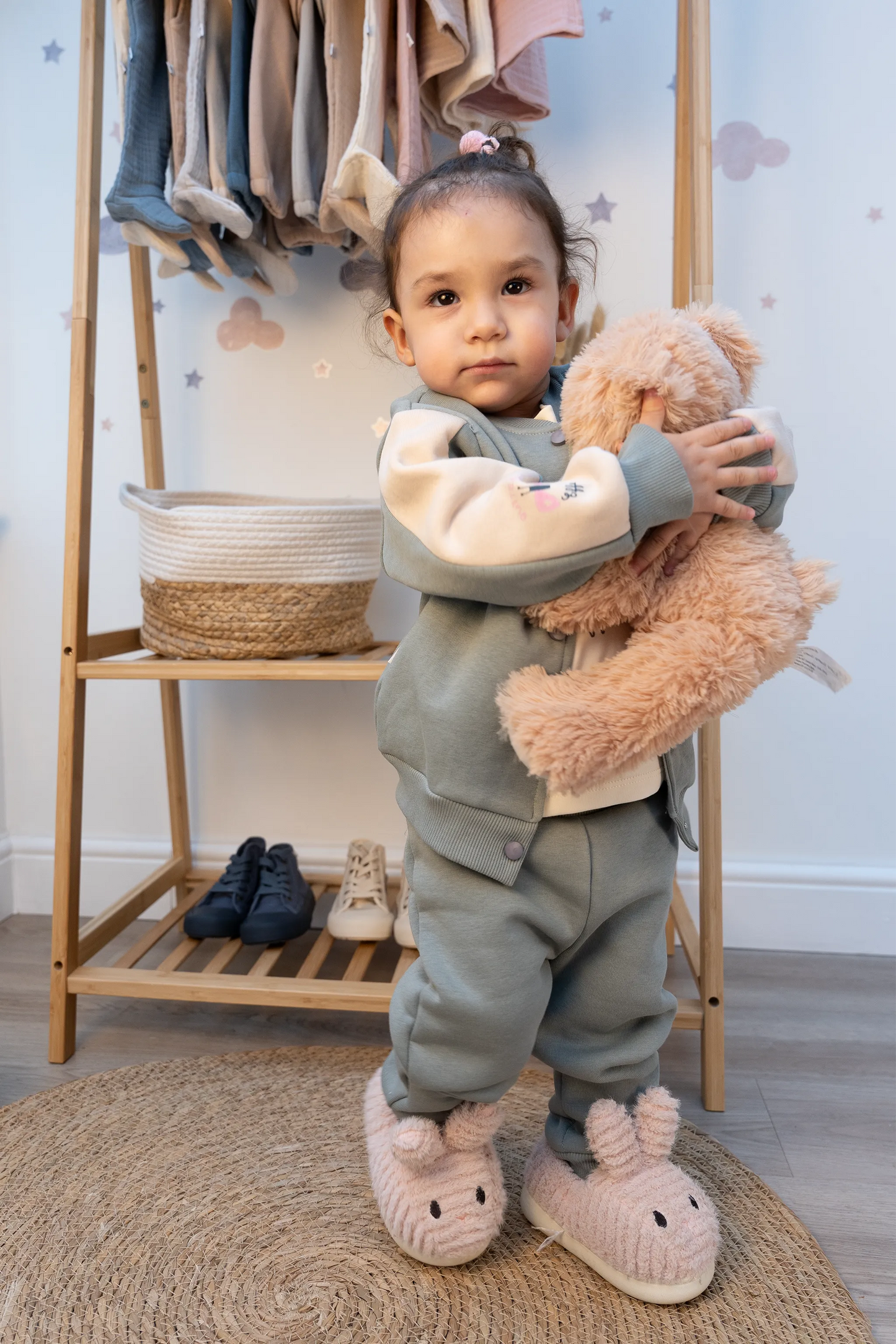 MY BUTTERFLY EFFECT BABY OUTFIT SET KHAKI, PURPLE & SALMON (6-24M)