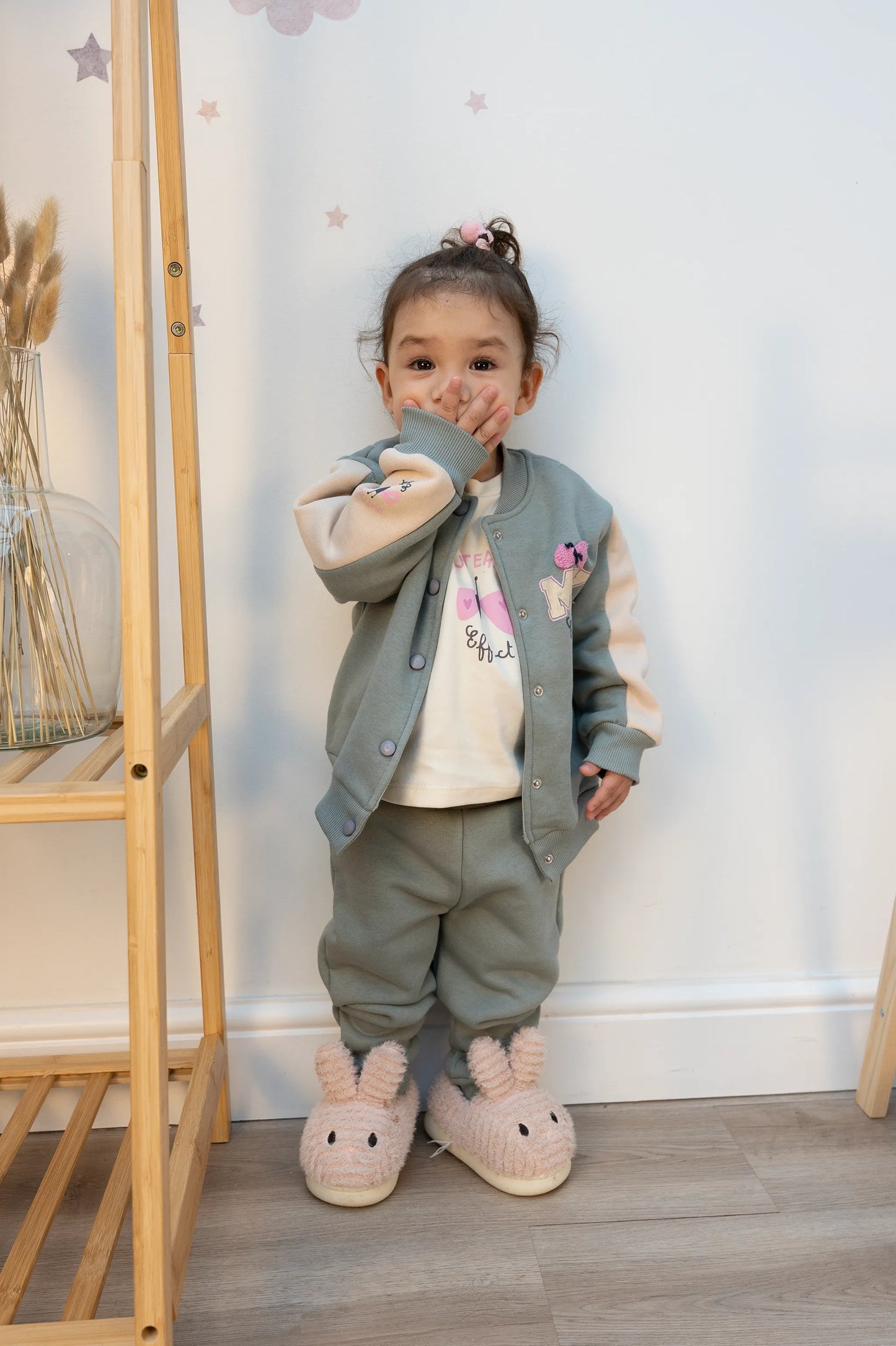 MY BUTTERFLY EFFECT BABY OUTFIT SET KHAKI, PURPLE & SALMON (6-24M)