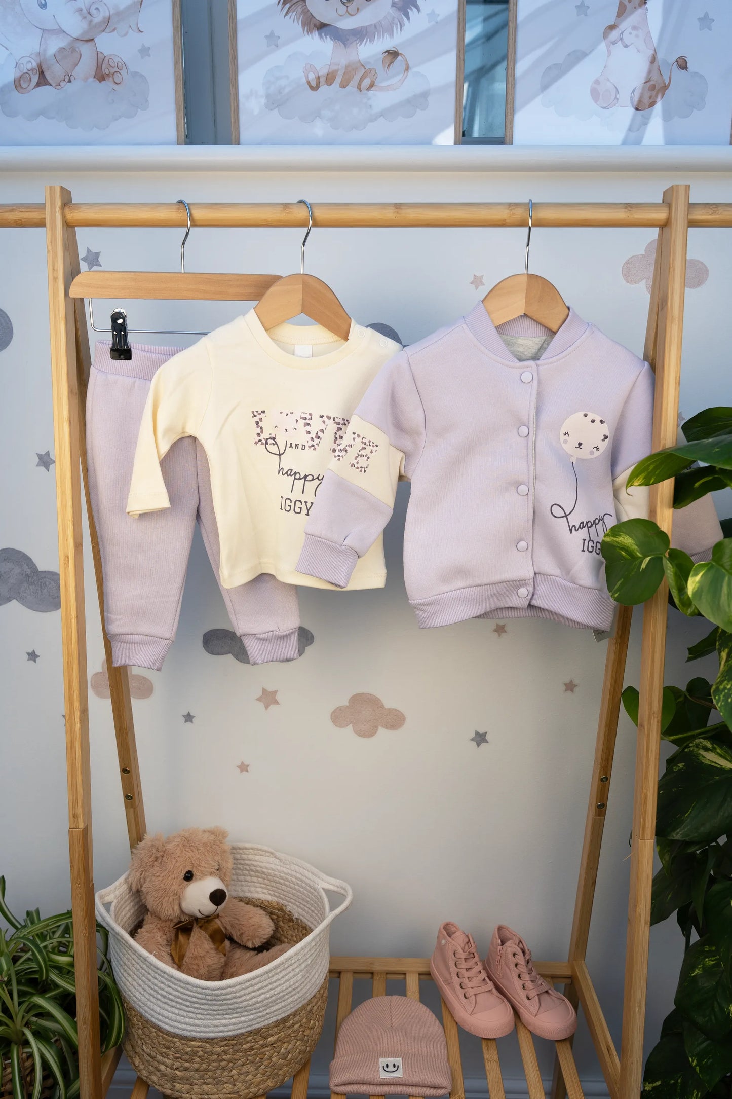 3-PIECE BALLOON OUTFIT SET – LILAC, YELLOW, PURPLE, & SALMON (6-24M)