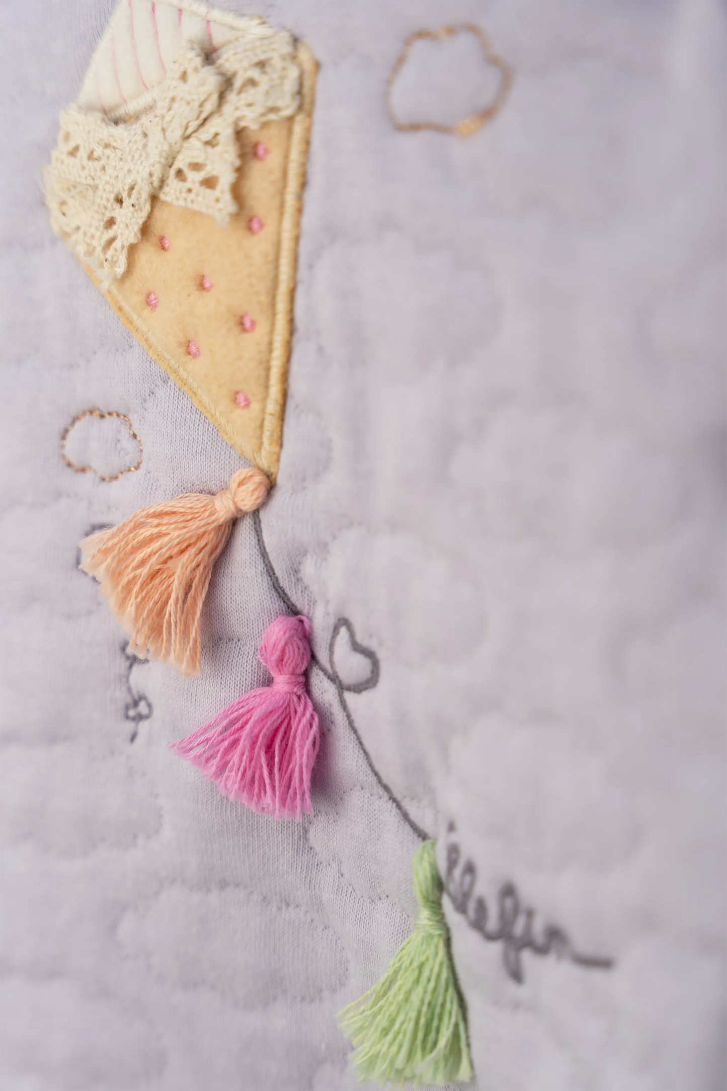 LILAC HOODED QUILTED BABY ROMPER WITH KITE EMBROIDERY (0-12M)