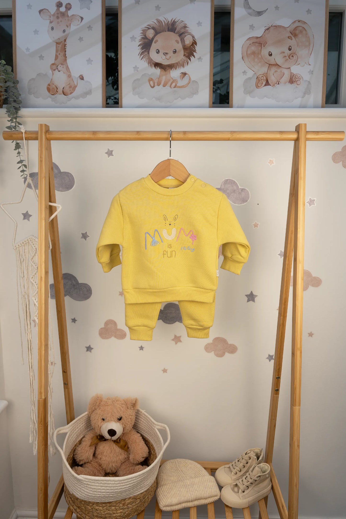 MUM IS FUN SLOGAN PRINTED 3 THREAD SWEATSHIRT & JOGGERS SET (6-24M)