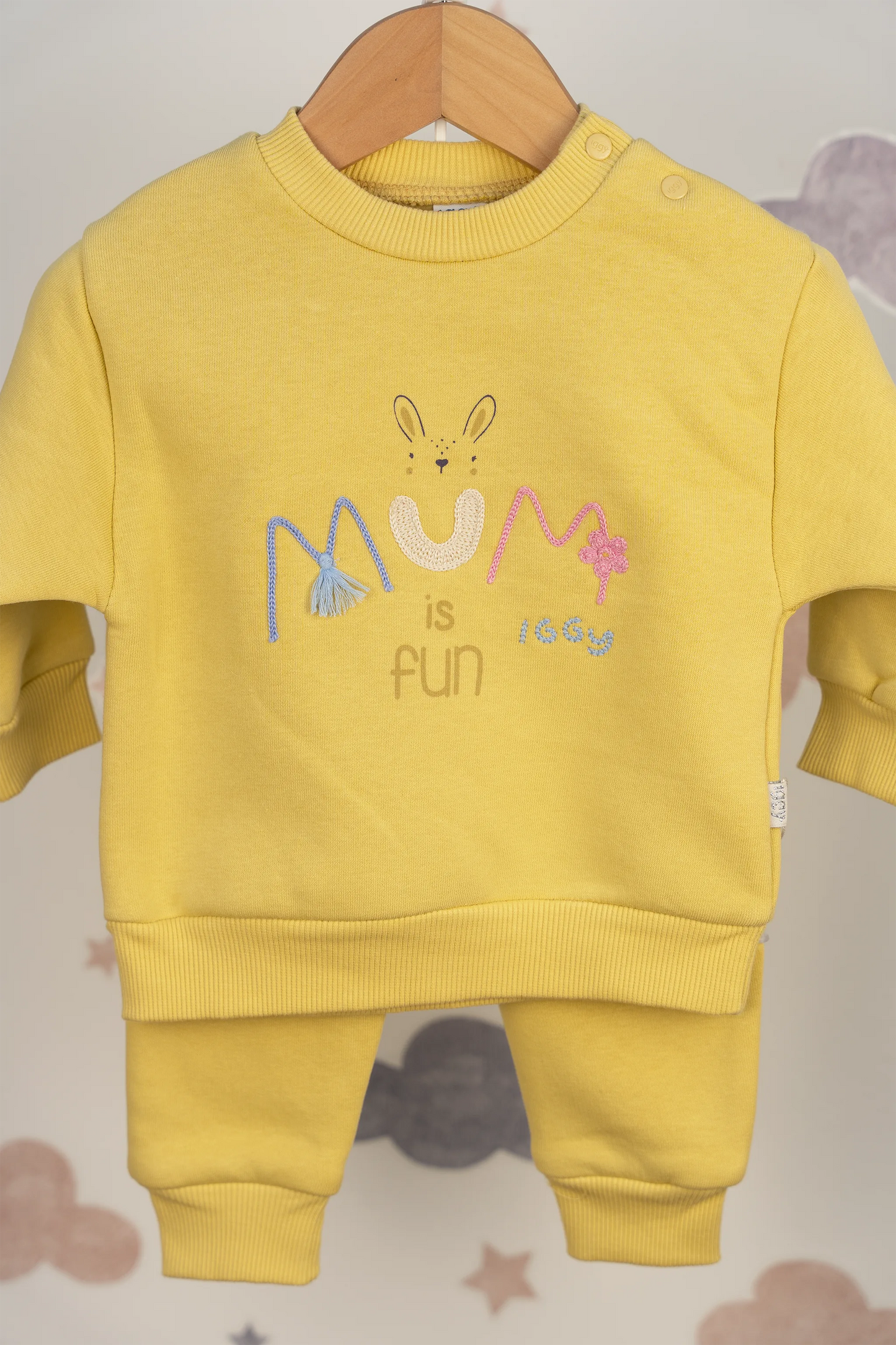 MUM IS FUN SLOGAN PRINTED 3 THREAD SWEATSHIRT & JOGGERS SET (6-24M)