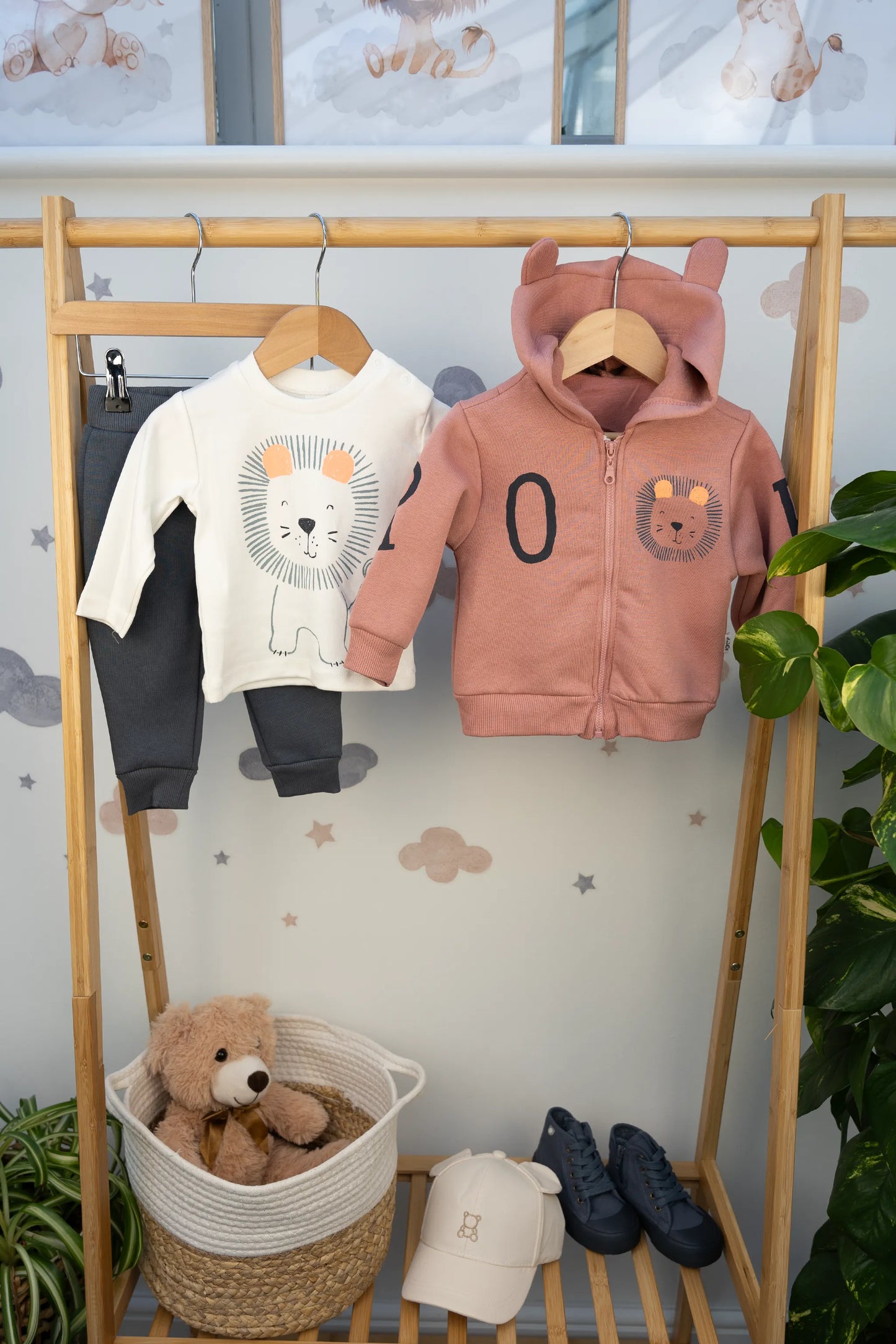 ROAR LION COTTON BABY OUTFIT SET IN SALMON (6-24M)