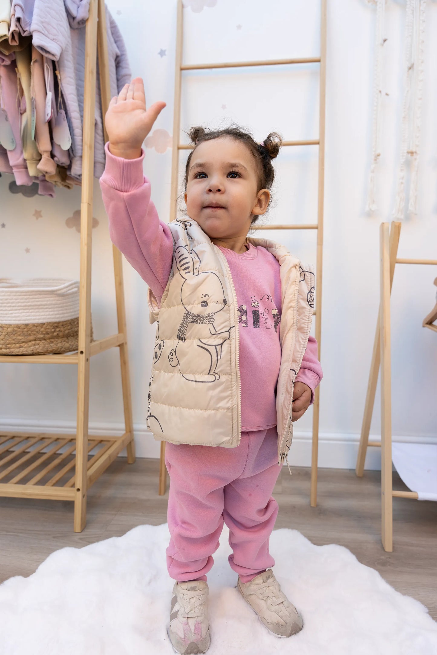 BUNNY HOODED 3-PIECE QUILTED OUTFIT SET – PINK & PURPLE (6-24M)