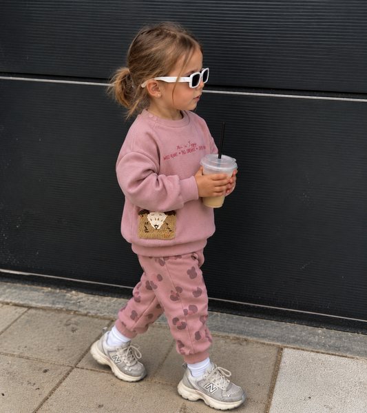 FOXY BABY GIRL 3 THREAD EMBROIDERED SWEATSHIRT & PRINTED JOGGER TROUSERS SET (6-24M)