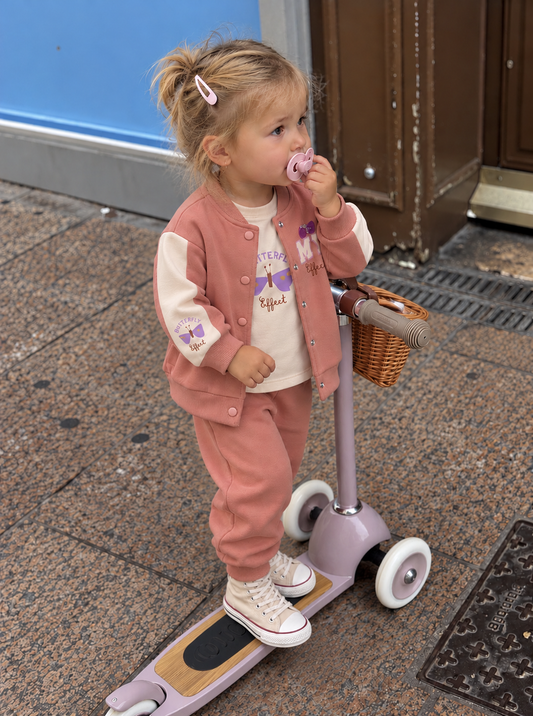 MY BUTTERFLY EFFECT BABY OUTFIT SET KHAKI, PURPLE & SALMON (6-24M)