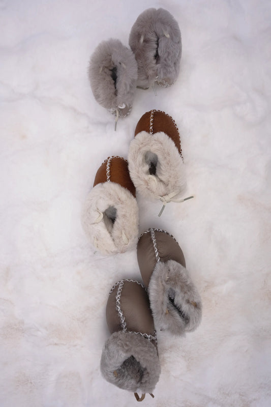 HANDMADE DOUBLE-FACED SHEEPSKIN BABY MOCCASINS