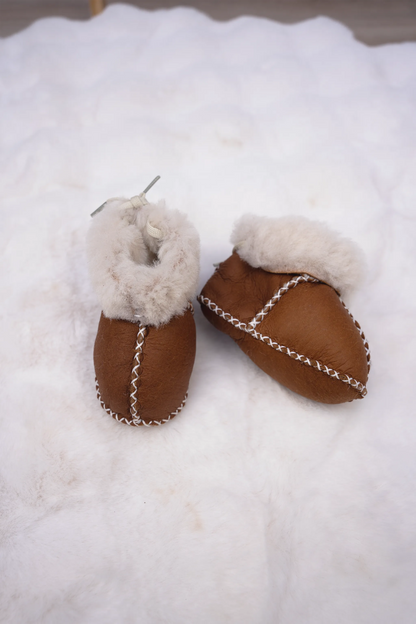 HANDMADE DOUBLE-FACED SHEEPSKIN BABY MOCCASINS