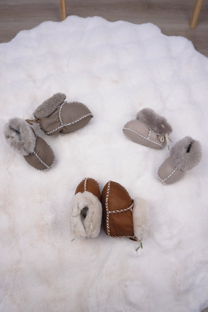 HANDMADE DOUBLE-FACED SHEEPSKIN BABY MOCCASINS