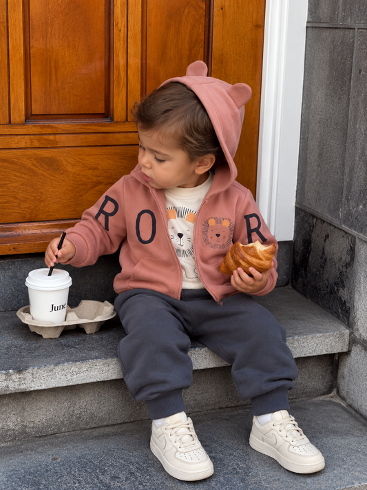 ROAR LION COTTON BABY OUTFIT SET IN SALMON (6-24M)
