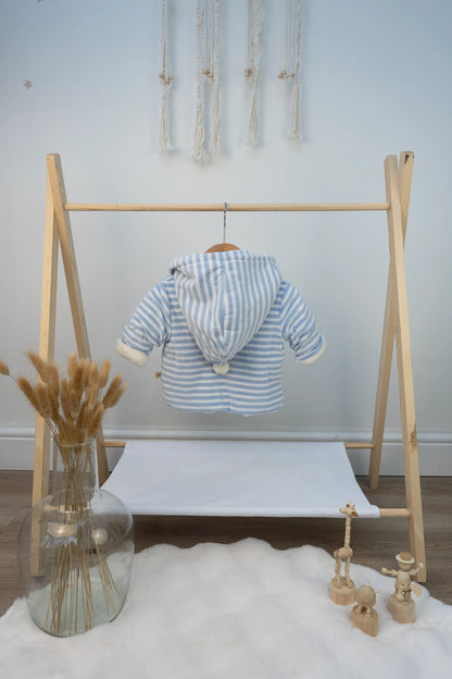 BABY HOODED JACKET WITH BEAR PATCH - 0 TO 12 MONTHS