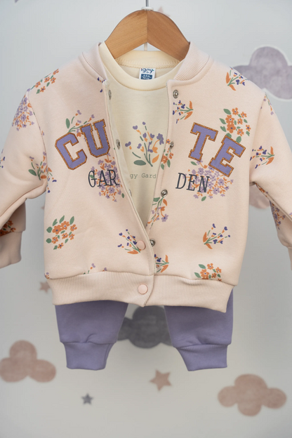 CUTE GARDEN 3-PIECE COTTON BABY OUTFIT (6-24M)