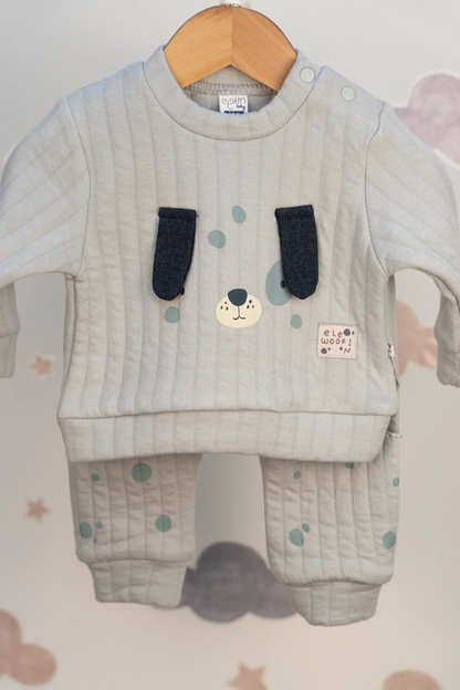 DOGGY BABY BOY QUILTED 2-PIECE SET (3-18M)