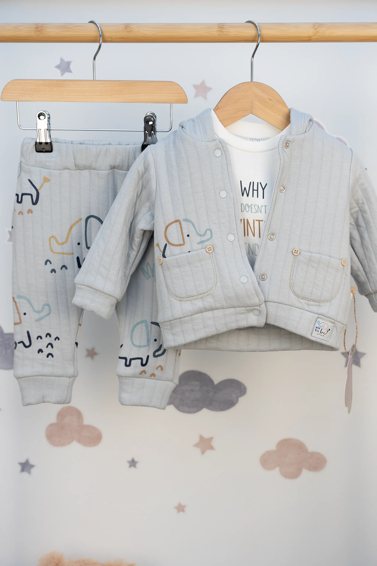 3-PIECE BABY ELEPHANT PRINT OUTFIT SET (3-18M)