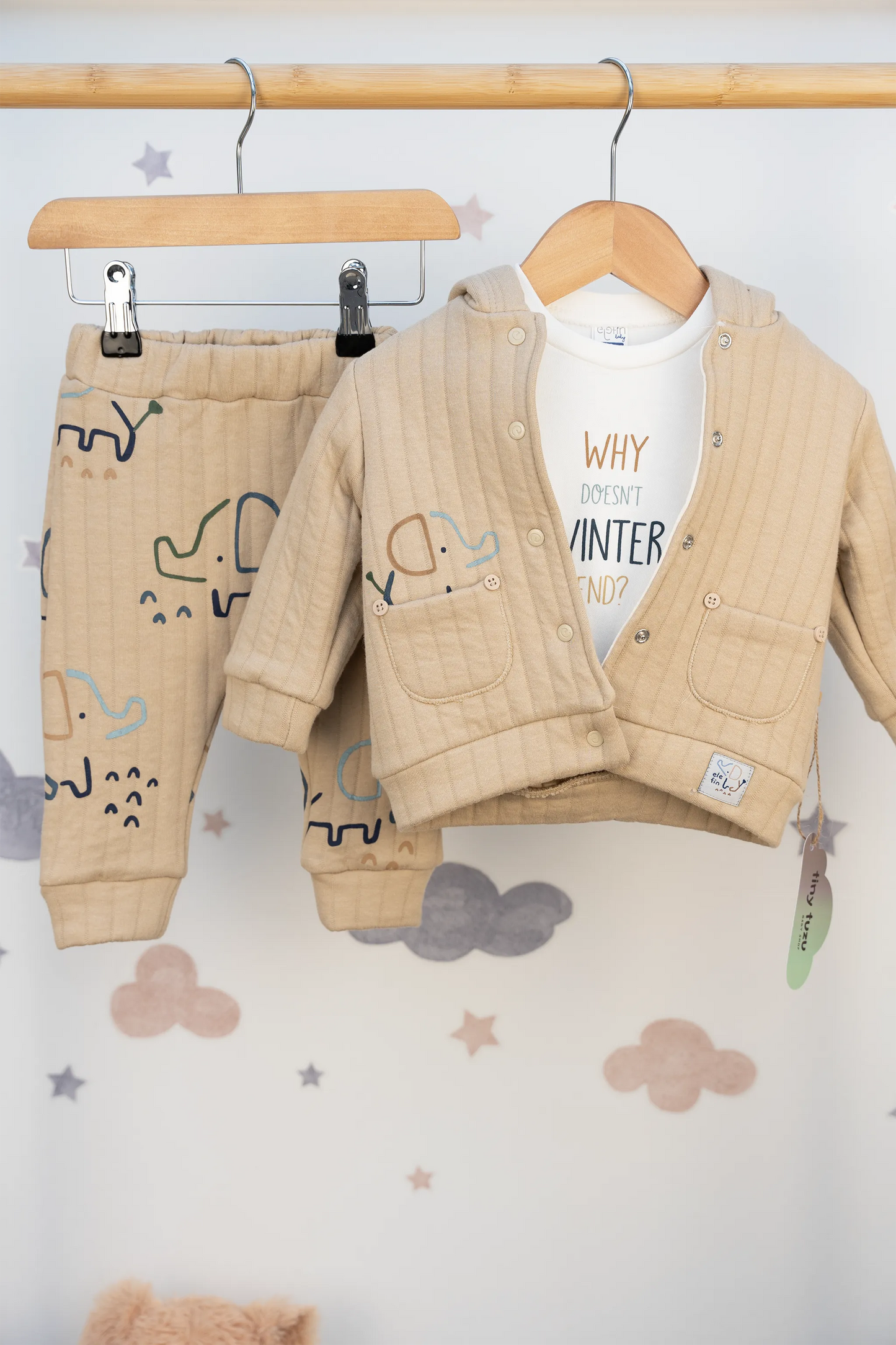 3-PIECE BABY ELEPHANT PRINT OUTFIT SET (3-18M)