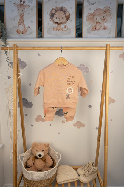 FLOWER BABY GIRL 3 THREAD SWEATSHIRT & JOGGER TROUSERS SET (6-24M)
