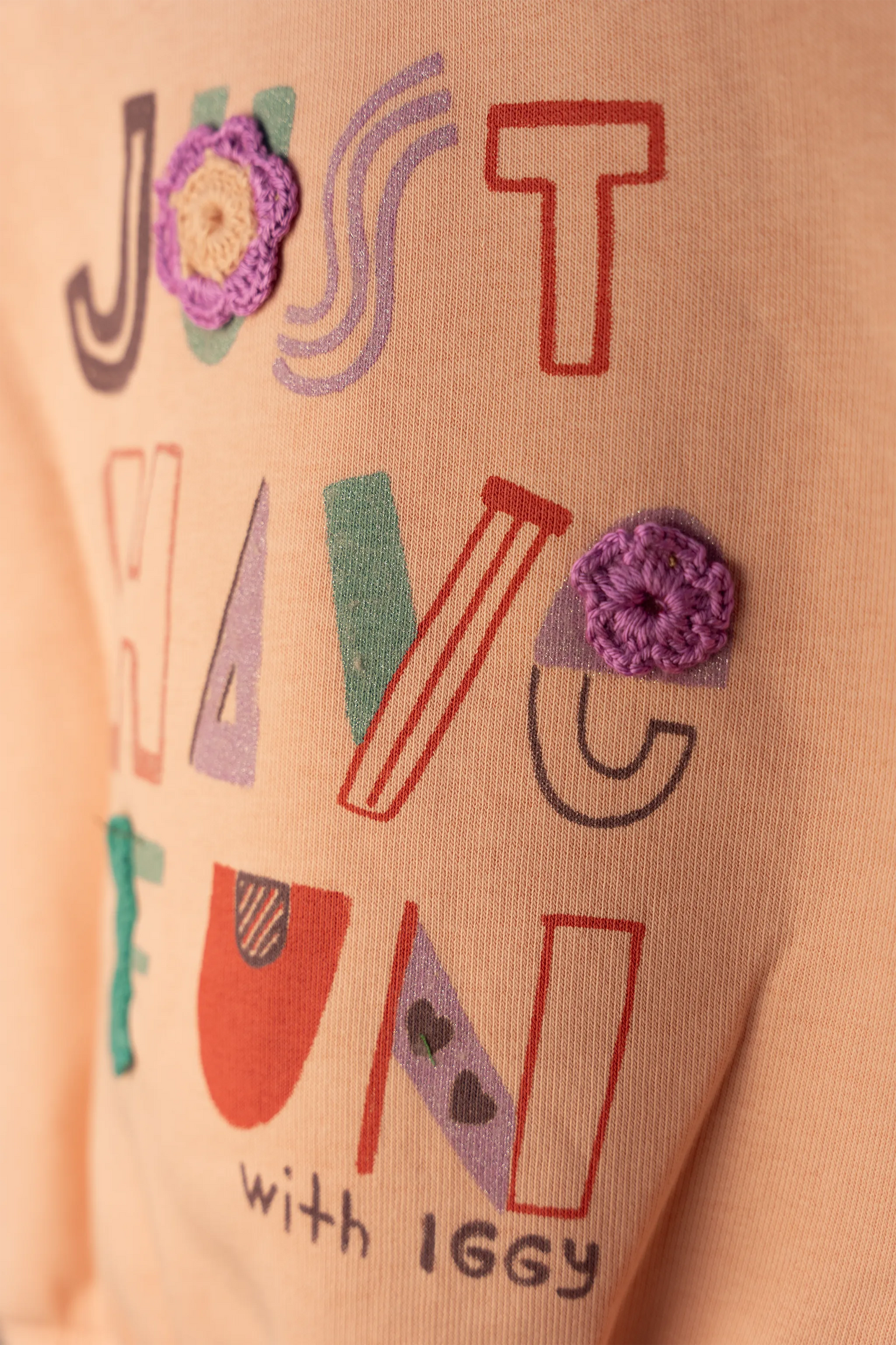JUST HAVE FUN EMBROIDERED BABY GIRL 3 THREAD SWEATSHIRT & JOGGER TROUSERS SET (6-24M)