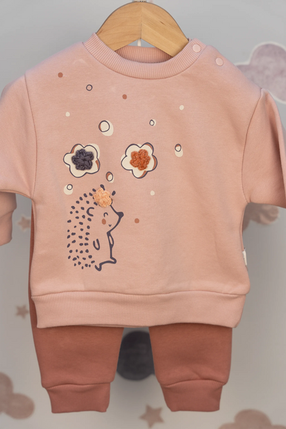 HEDGEHOG BABY GIRL 3 THREAD SWEATSHIRT & JOGGER TROUSERS SET (6-24M)