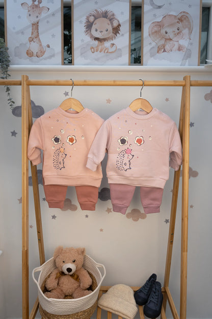 HEDGEHOG BABY GIRL 3 THREAD SWEATSHIRT & JOGGER TROUSERS SET (6-24M)