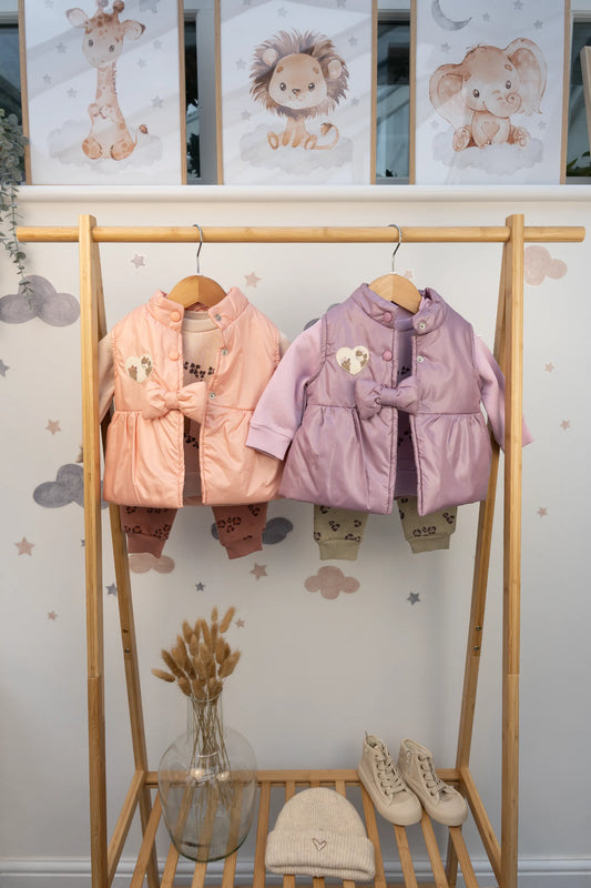 3-PIECE COTTON WINTER BABY OUTFIT SET – PINK AND PURPLE (6-24M)