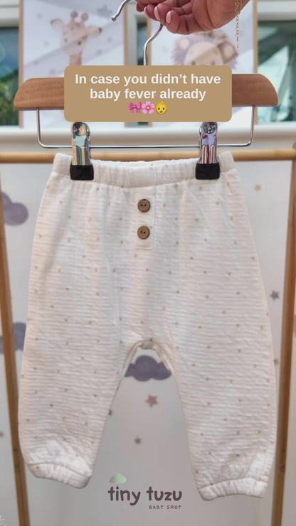 100% COTTON 2-PIECE BABY SET WITH POLKA DOTS & EMBROIDERED FLOWER – MULTIPLE COLORS