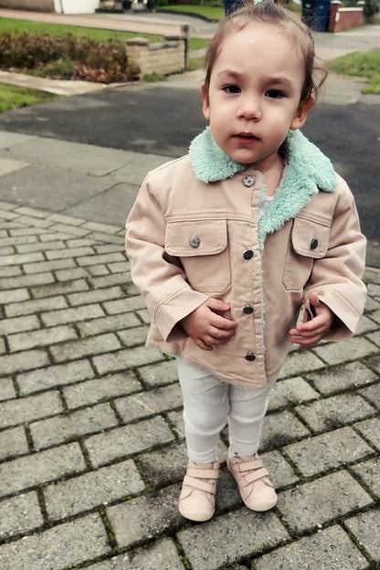 TODDLER SHERPA-LINED JACKET WITH CONTRAST COLLAR - 1 TO 4 YEARS