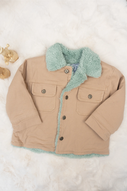 TODDLER SHERPA-LINED JACKET WITH CONTRAST COLLAR - 1 TO 4 YEARS