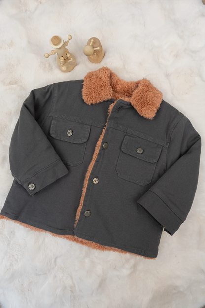 TODDLER SHERPA-LINED JACKET WITH CONTRAST COLLAR - 1 TO 4 YEARS
