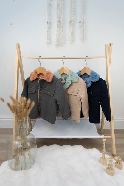 TODDLER SHERPA-LINED JACKET WITH CONTRAST COLLAR - 1 TO 4 YEARS