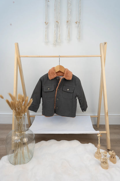 TODDLER SHERPA-LINED JACKET WITH CONTRAST COLLAR - 1 TO 4 YEARS