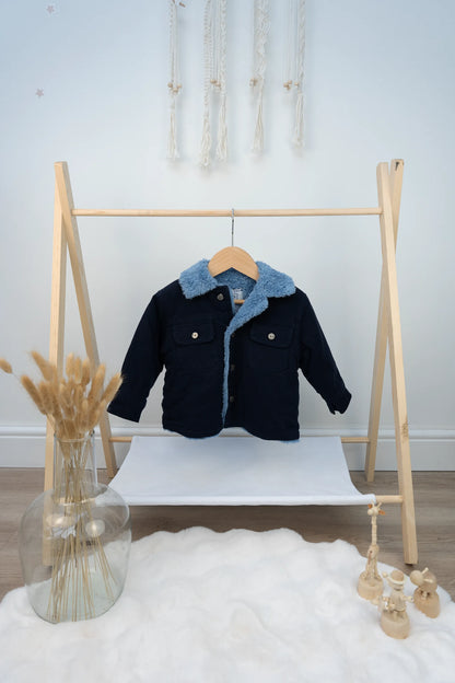 TODDLER SHERPA-LINED JACKET WITH CONTRAST COLLAR - 1 TO 4 YEARS