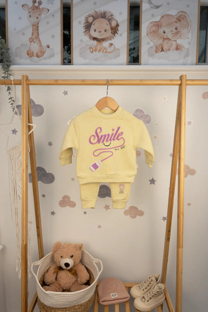 SMILE BABY GIRL 3 THREAD TRACKSUIT SET (6-24M)