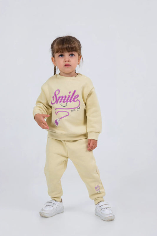 SMILE BABY GIRL 3 THREAD TRACKSUIT SET (6-24M)