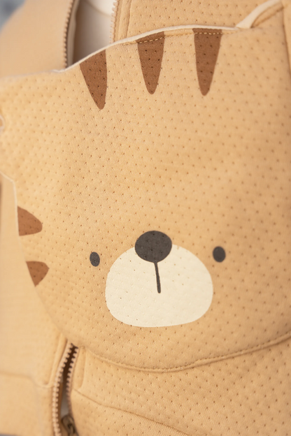 BROWN & GREY HOODED TIGER FACE BABY SWEATSHIRT AND JOGGER SET (3-18M)