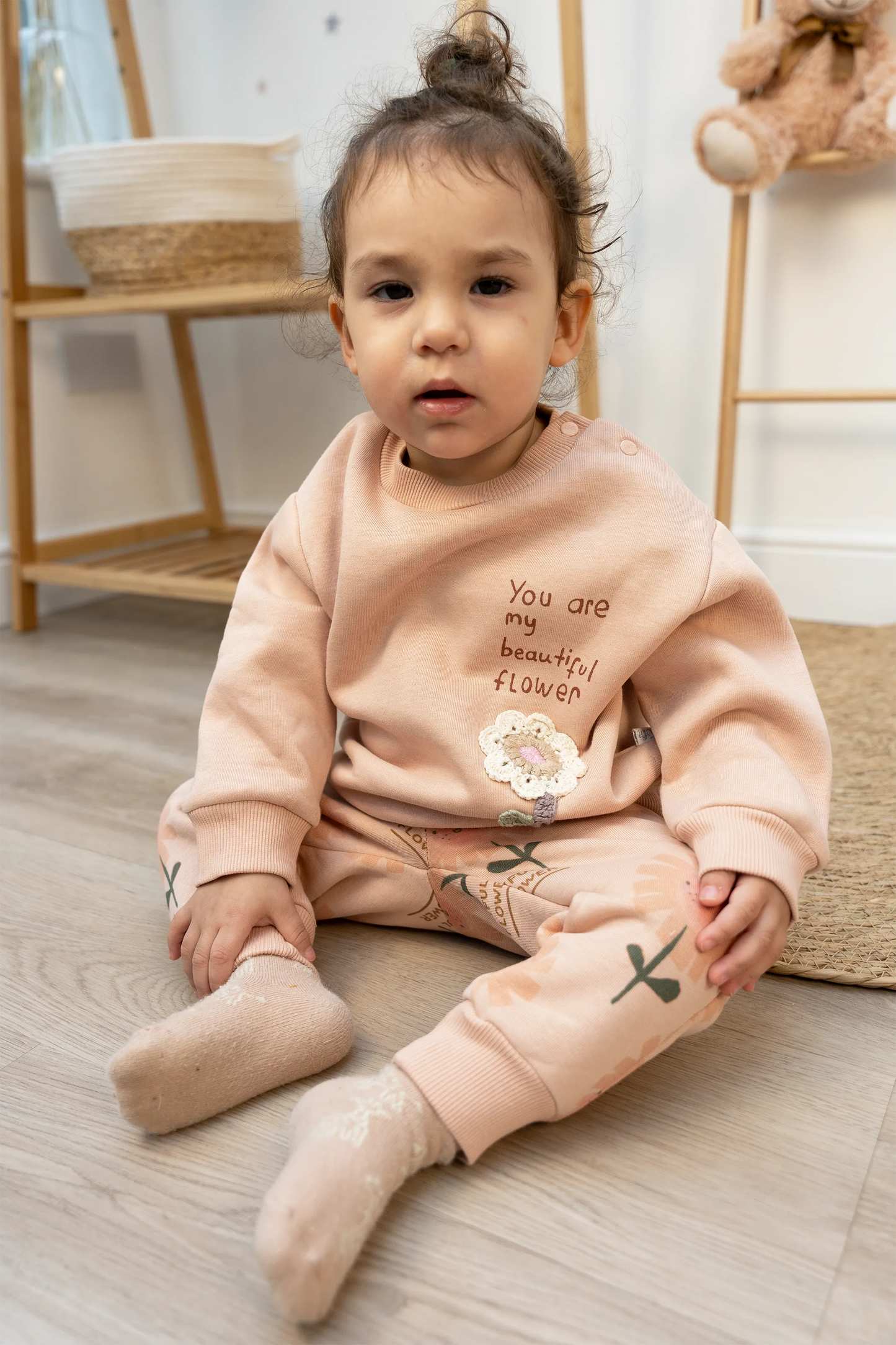 FLOWER BABY GIRL 3 THREAD SWEATSHIRT & JOGGER TROUSERS SET (6-24M)