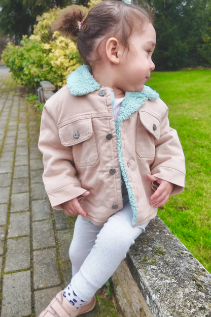 TODDLER SHERPA-LINED JACKET WITH CONTRAST COLLAR - 1 TO 4 YEARS
